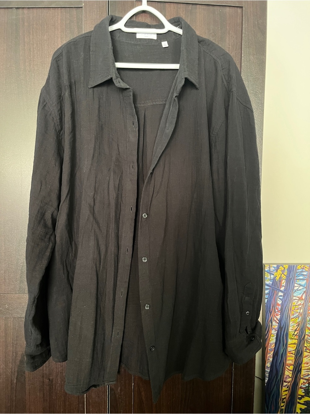 Aritzia Wilfred Free Sail Shirt / Oversized Linen-Blend Button-Up (Black)